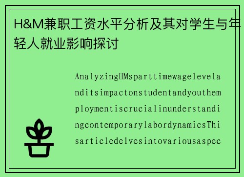 H&M兼职工资水平分析及其对学生与年轻人就业影响探讨